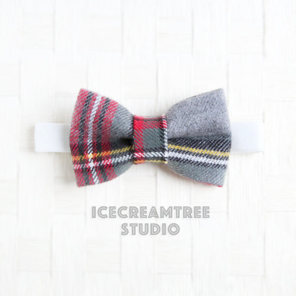 Flannel Gray Tartan Plaid Bow Tie - Pet Bow Tie