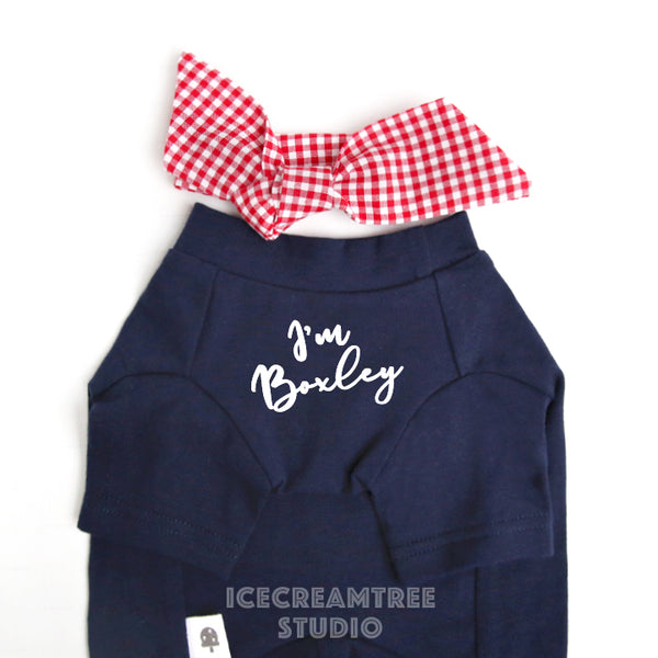 Customized I'm Pet + Mom Navy Tshirts Set - Pet and Human Clothing