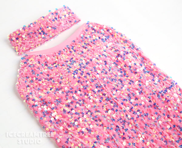Pink Sequin Party Outfit Set - Pet Clothing