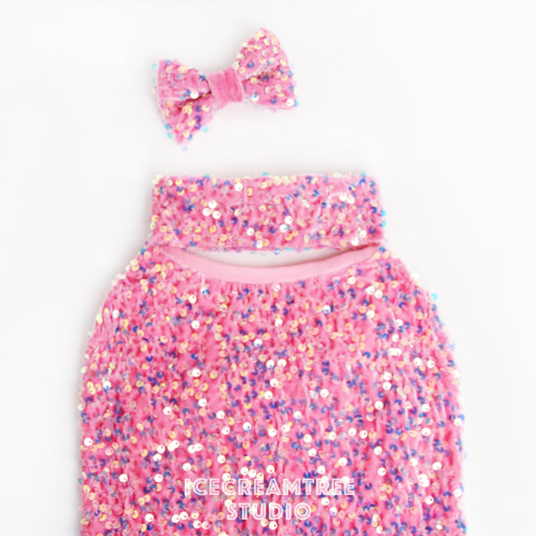 Pink Sequin Party Outfit Set - Pet Clothing