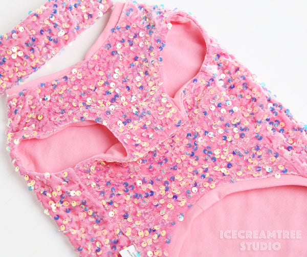 Pink Sequin Party Outfit Set - Pet Clothing