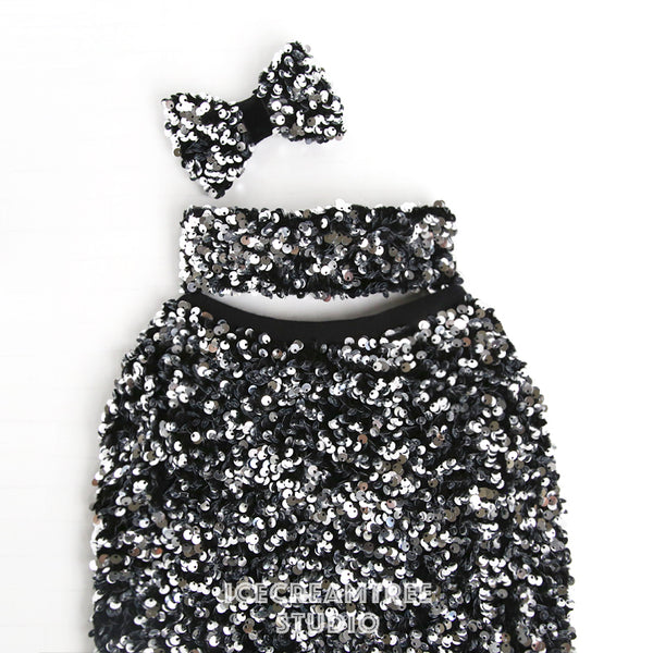 Silver Sequin Party Outfit Set - Pet Clothing