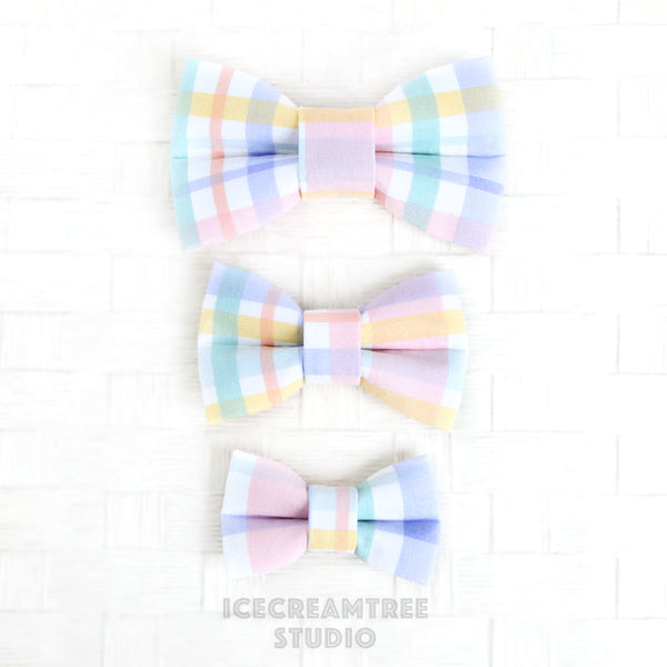 Pastel Plaids Bow - Collar Slide on Bow