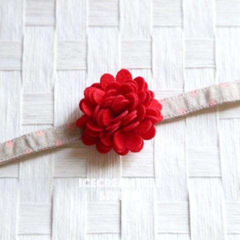 Felt Red Flower Collar Slide On - Small Flower Collar Accessory