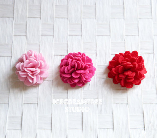 Felt Red Flower Collar Slide On - Small Flower Collar Accessory