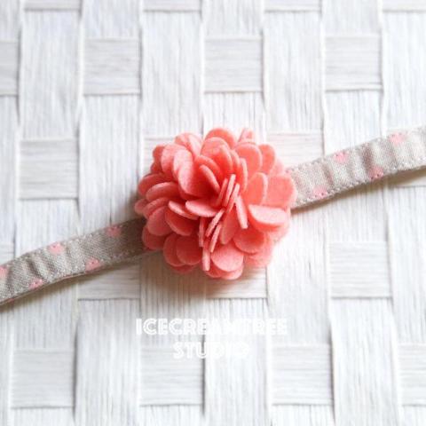 Felt Peach Flower Collar Slide On - Small Flower Collar Accessory