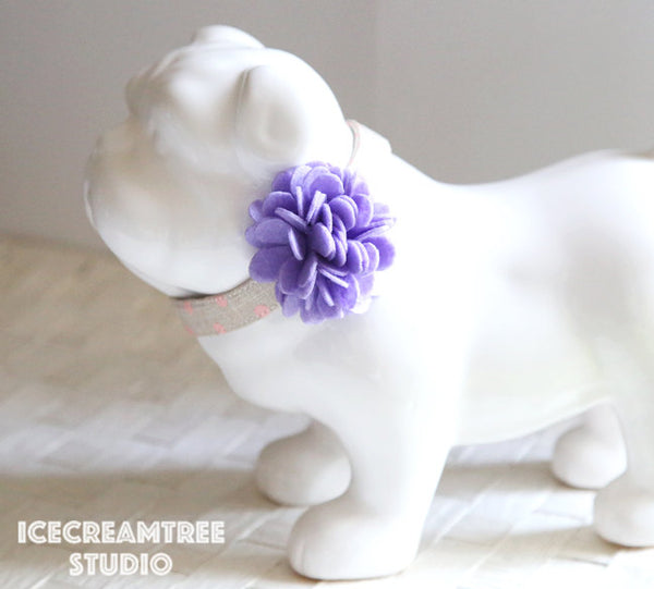 Felt Lilac Purple Flower Collar Slide On - Small Flower Collar Accessory