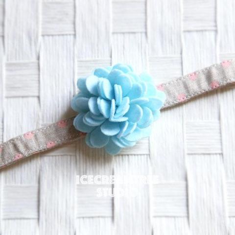 Felt Aqua Flower Collar Slide On - Small Flower Collar Accessory