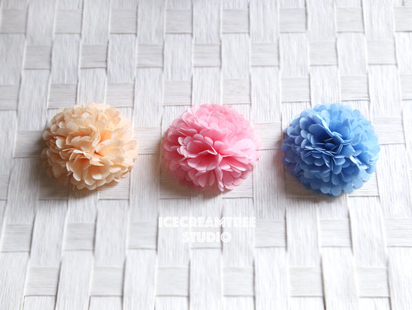 PomPom Light Blue Bloom Collar Slide On - Small Flower Collar Accessory