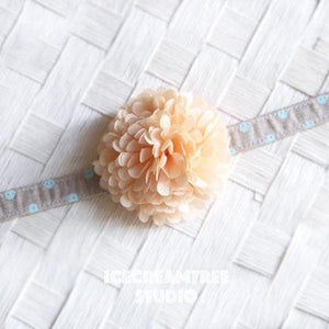 PomPom French Vanilla Bloom Collar Slide On - Small Flower Collar Accessory