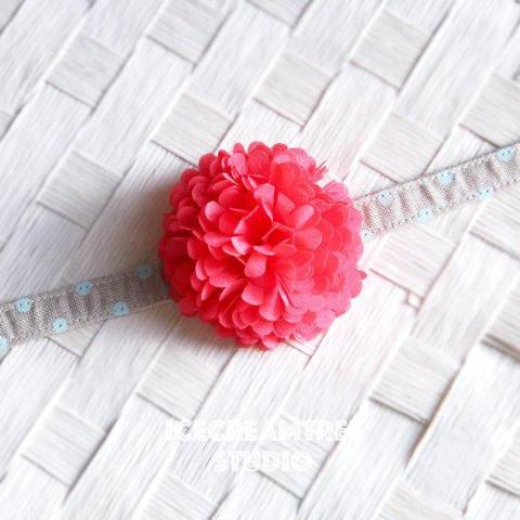 PomPom Fuchsia Pink Bloom Collar Slide On - Small Flower Collar Accessory