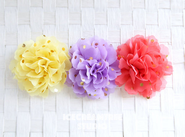 Jumbo Soft Lavender Gold Dot Bloom Collar Slide On - Large Flower Collar Accessory