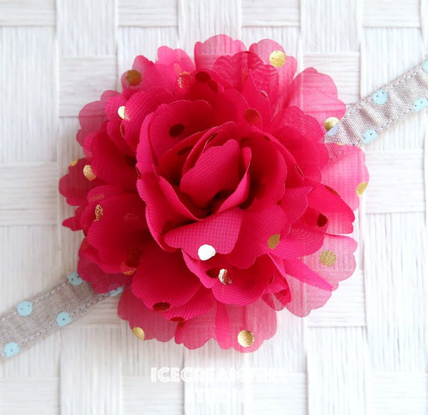 Jumbo Deep Rose Gold Dot Bloom Collar Slide On - Large Flower Collar Accessory