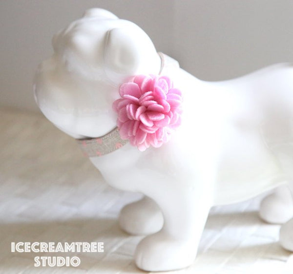 Felt Light Pink Flower Collar Slide On - Small Flower Collar Accessory