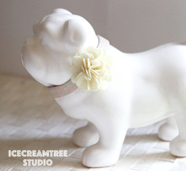 Felt Cream Flower Collar Slide On - Small Flower Collar Accessory