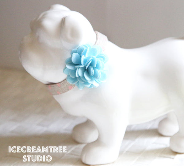 Felt Aqua Flower Collar Slide On - Small Flower Collar Accessory
