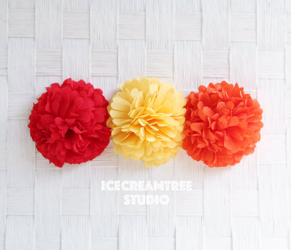 PomPom Orange Bloom Collar Slide On - Small Flower Collar Accessory