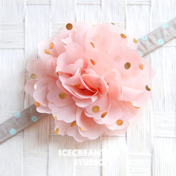 Jumbo Peach Gold Dot Bloom Collar Slide On - Large Flower Collar Accessory
