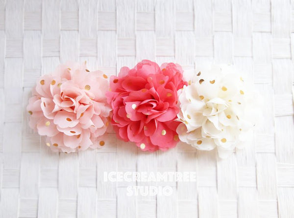 Jumbo Peach Gold Dot Bloom Collar Slide On - Large Flower Collar Accessory