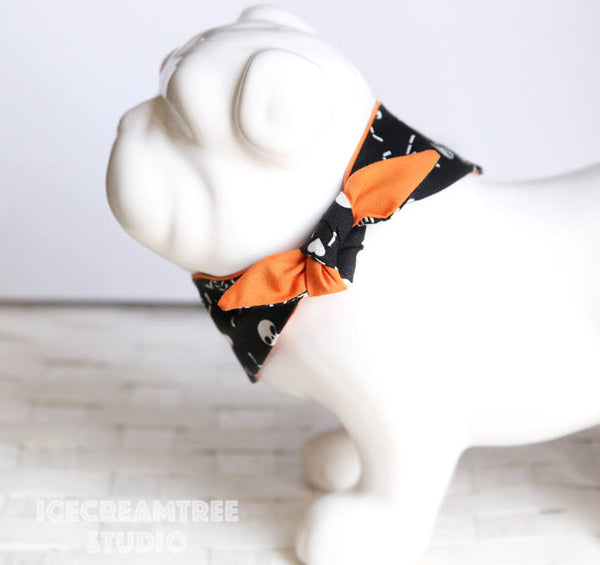 Black Dancing Skeleton - Tie on Modern Pet Bandana Scarf