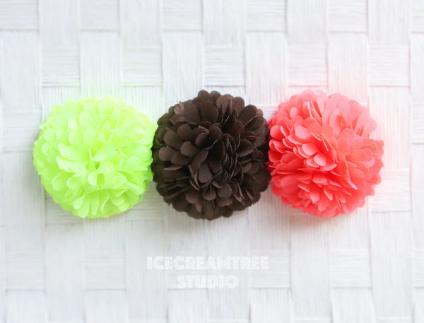 PomPom Brown Bloom Collar Slide On - Small Flower Collar Accessory