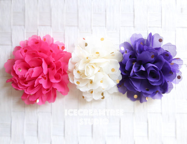 Jumbo Hot Pink Gold Dot Bloom Collar Slide On - Large Flower Collar Accessory