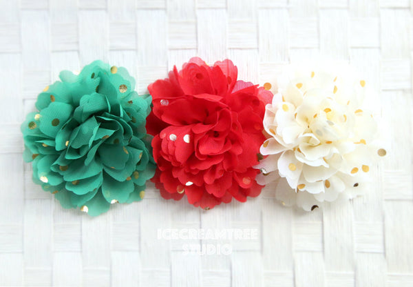 Jumbo Green Gold Dot Bloom Collar Slide On - Large Flower Collar Accessory