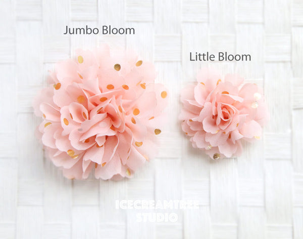 Little Light Blue Gold Dot Bloom Collar Slide On - Small Flower Collar Accessory