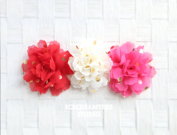 Little Aqua Gold Dot Bloom Collar Slide On - Small Flower Collar Accessory