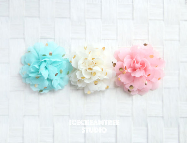 Little Cream Gold Dot Bloom Collar Slide On - Small Flower Collar Accessory