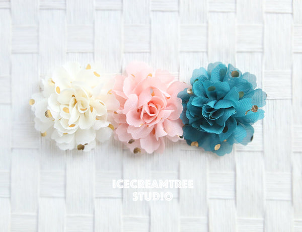 Little Orange Gold Dot Bloom Collar Slide On - Small Flower Collar Accessory