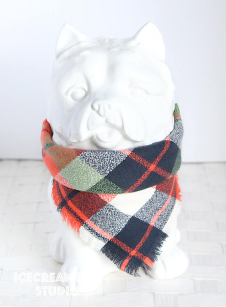 Adventure Orange Plaid Bandana - Tie on Classic Flannel Pet Bandana Scarf