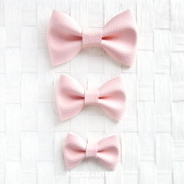 Faux Leather Pink Bow - Collar Slide on Bow