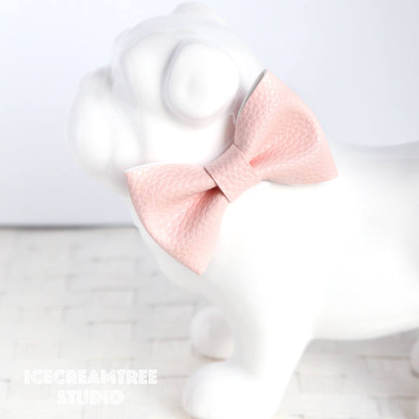 Faux Leather Pink Bow Tie - Pet Bow Tie