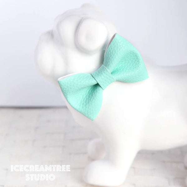 Faux Leather Aqua Mint Bow Tie - Pet Bow Tie