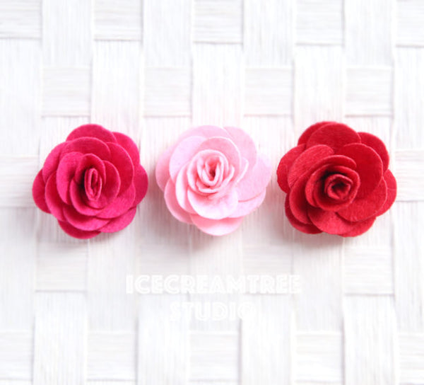 Round Felt Hot Pink Flower Collar Slide On - Small Flower Collar Accessory