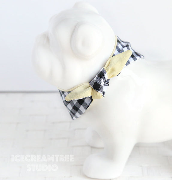 Black Gingham Check Lil' Pooper Bandana - Tie on Modern Pet Bandana Scarf
