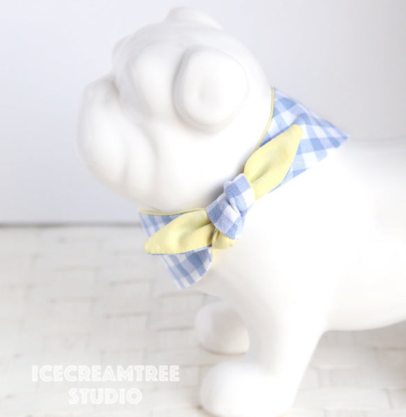 Periwinkle Gingham Check Pineapple Bandana - Tie on Modern Pet Bandana Scarf