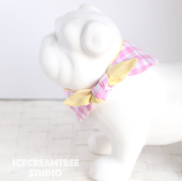 Candy Pink Gingham Check Pineapple Bandana - Tie on Modern Pet Bandana Scarf