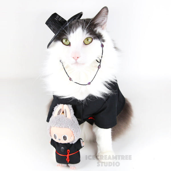 Black Saja Hanbok Outfit Set - Pet Clothing
