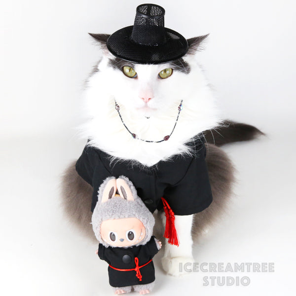 Black Saja Hanbok Outfit Set - Pet Clothing