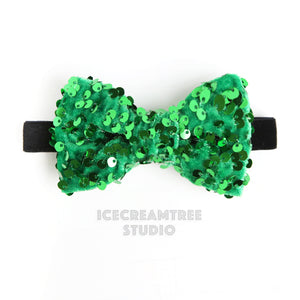 Green Sequin Bow Tie / Headband - Pet Bow Tie