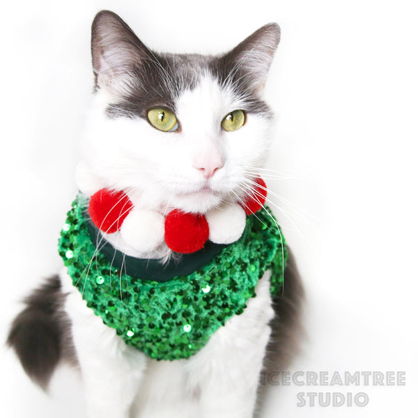 Holiday Green Sequin Party Outfit Set - Pet Clothing