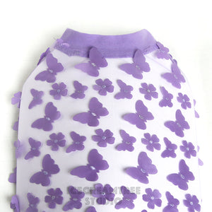 Purple Lilac 3D Butterfly Mesh Top - Pet Clothing