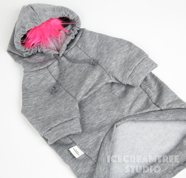 Grey Hoodie Embarrassment Look Outfit Set - Pet Clothing