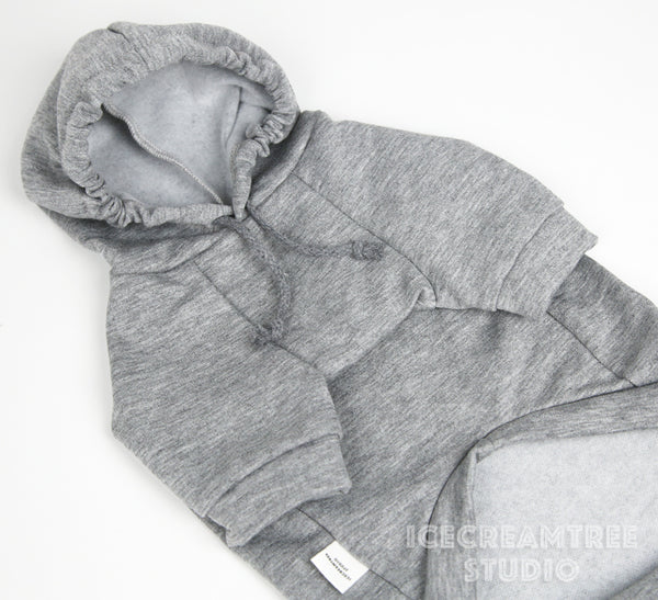 Grey Hoodie Embarrassment Look Outfit Set - Pet Clothing