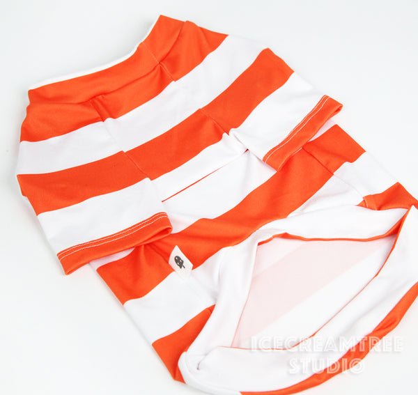 Orange Stripe Top Anxiety Look Outfit Set - Pet Clothing