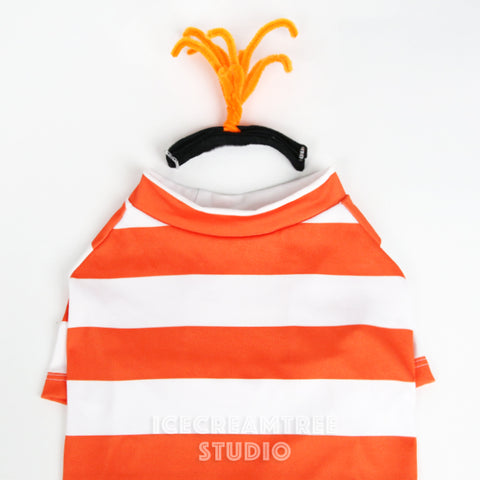 Orange Stripe Top Anxiety Look Outfit Set - Pet Clothing