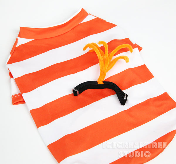 Orange Stripe Top Anxiety Look Outfit Set - Pet Clothing