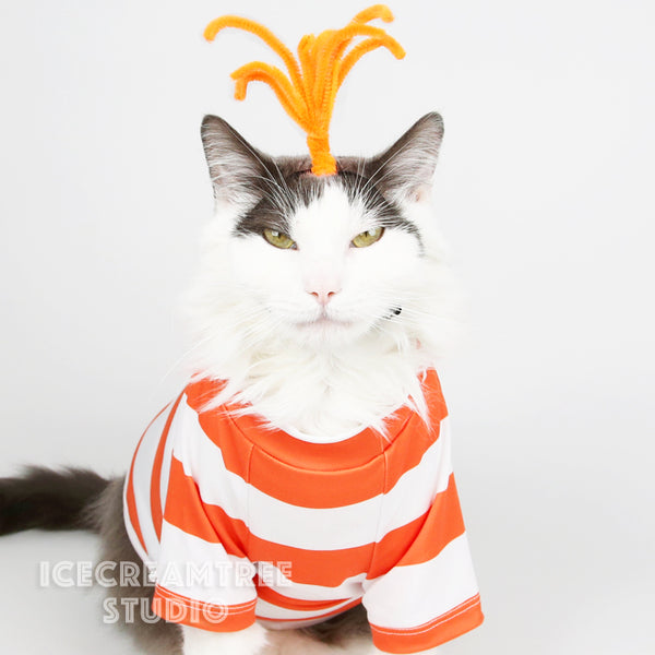 Orange Stripe Top Anxiety Look Outfit Set - Pet Clothing